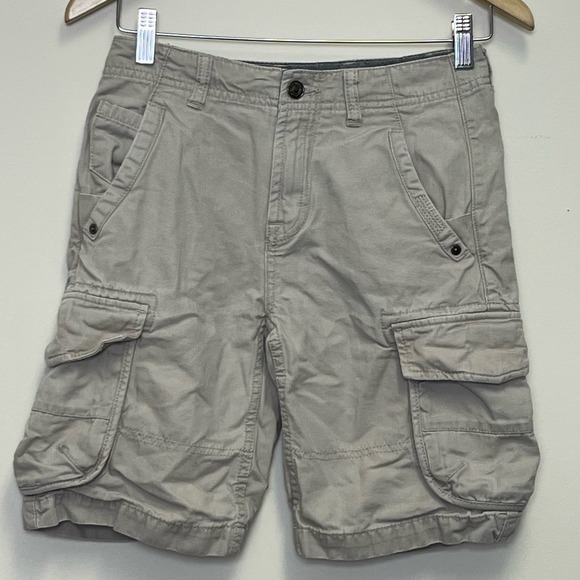7 For All Mankind Washed Cotton Cargo Shorts Khaki Boys 12 - Picture 1 of 7